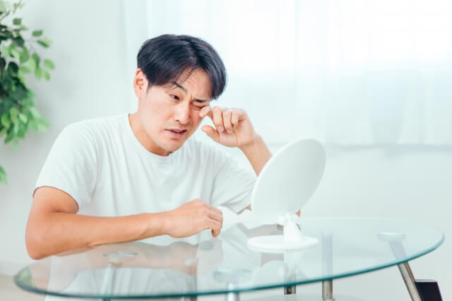 目が痛い男性